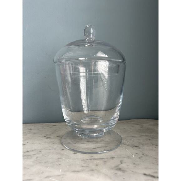 Apothecary Jar 10” Tall Clear Glass Footed Base Stem w/ Lid Top Heavy Solid - Picture 1 of 12